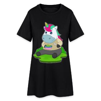 Cuisson dans un bol de cuisson licorne - Robe T-shirt Femme - noir - Devant