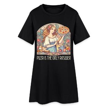 La pizza est la seule réponse Cadeau drôle - Robe T-shirt Femme - noir - Devant