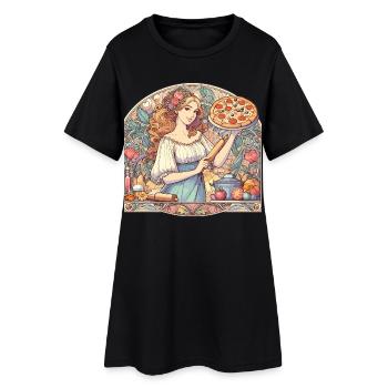 Pizzaïolo Art Nouveau Délicieux Cadeau Pizza - Robe T-shirt Femme - noir - Devant