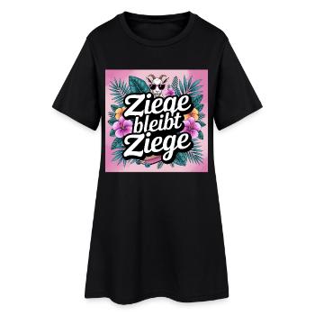 Ziege bleibt Ziege mit tropicalischer Pflanzenwelt - Frauen T-Shirt-Kleid - Schwarz - Vorne