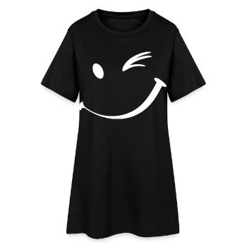 Clin d’œil, sourire clignant de l’œil - Robe T-shirt Femme - noir - Devant
