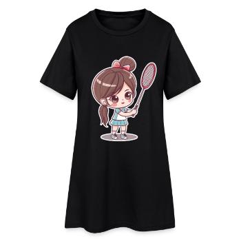 Badminton player comic - Women’s T-Shirt Dress - black - Front