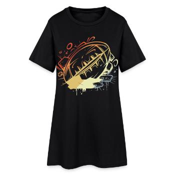 Ballon de rugby look vintage - Robe T-shirt Femme - noir - Devant