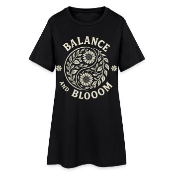 Équilibre et Blooom Floral Yin Yang Art - Robe T-shirt Femme - noir - Devant