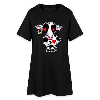 Vache avec cœur - Robe T-shirt Femme - noir - Devant