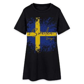 Fierté suédoise, drapeau de la Suède - Robe T-shirt Femme - noir - Devant