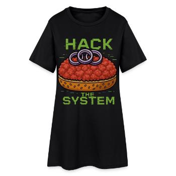 Hack the System – Mettbrötchen Shirt - Gourmett - Frauen T-Shirt-Kleid - Schwarz - Vorne