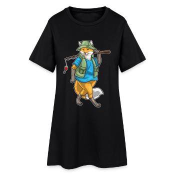 Fuchs Angler Angelrute Angeln - Frauen T-Shirt-Kleid - Schwarz - Vorne