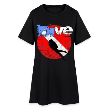 Drapeau de plongée américain - Robe T-shirt Femme - noir - Devant