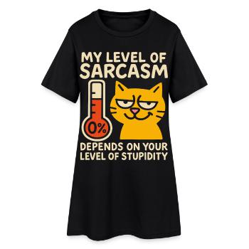 Sassy Cat Sarcasm Graphic Tee - Women’s T-Shirt Dress - black - Front