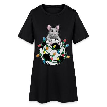 Souris Noël Football - Robe T-shirt Femme - noir - Devant