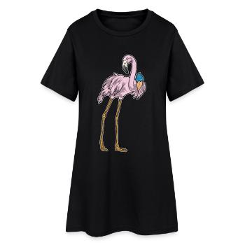 Flamingo Waffeleis - Frauen T-Shirt-Kleid - Schwarz - Vorne