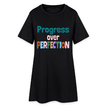 Citation de motivation Progress Over Perfection - Robe T-shirt Femme - noir - Devant