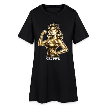 Femme forte GRL PWR Rockabilly Or Cadeau - Robe T-shirt Femme - noir - Devant