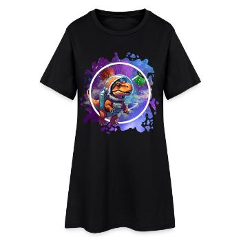 Dinosaur im Weltraum Astronaut Design - Frauen T-Shirt-Kleid - Schwarz - Vorne