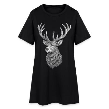 Hirsch - Frauen T-Shirt-Kleid - Schwarz - Vorne