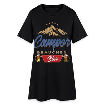 Camper brauchen Bier Campen - Frauen T-Shirt-Kleid - Schwarz - Vorne