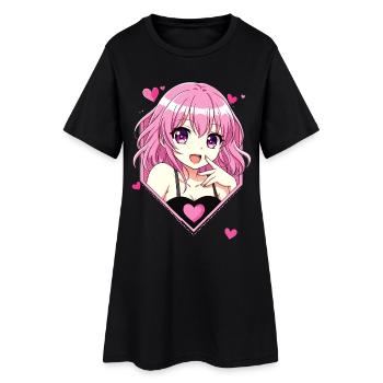 Anime Love Girl - Rose Kawaii - Robe T-shirt Femme - noir - Devant