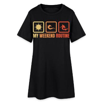 Routine du week-end de surf - Robe T-shirt Femme - noir - Devant