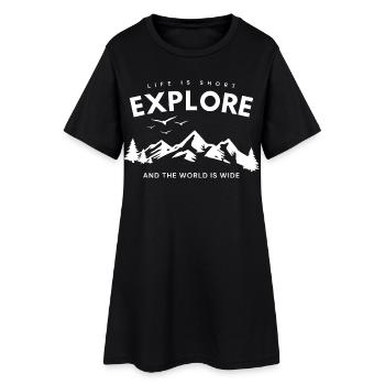 Explore Adventure Zitat - Frauen T-Shirt-Kleid - Schwarz - Vorne