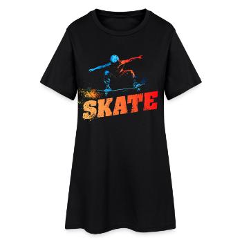 SKATE - Urban-Retro-Design - Frauen T-Shirt-Kleid - Schwarz - Vorne