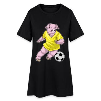 Pig Soccer Player Soccer - Women’s T-Shirt Dress - black - Front