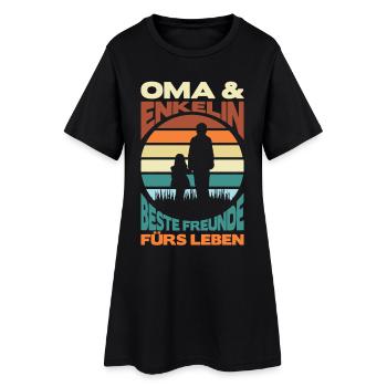 Oma und Enkelin Beste Freunde fürs Leben Retro - Frauen T-Shirt-Kleid - Schwarz - Vorne