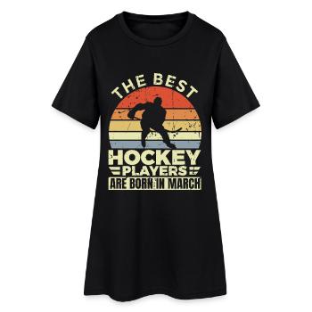 Joueur de hockey sur glace né en mars - Robe T-shirt Femme - noir - Devant