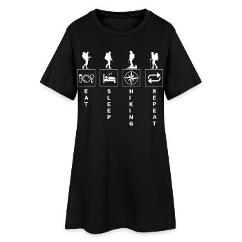 Funny Hiking Hiker Quote Eat Sleep Repeat - Women’s T-Shirt Dress - black - Front
