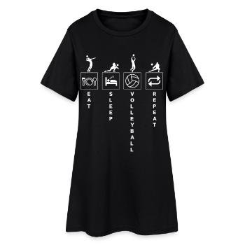 Drôle volley-ball sport citation manger dormir répéter - Robe T-shirt Femme - noir - Devant