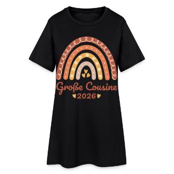 Große Cousine 2026 Regenbogen - Frauen T-Shirt-Kleid - Schwarz - Vorne