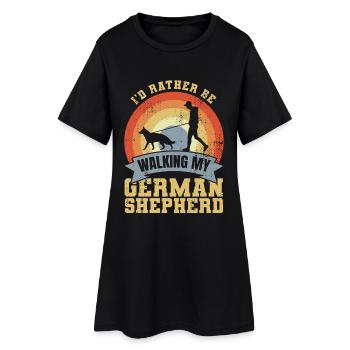 I’d Rather Be Walking My German Shepherd - Frauen T-Shirt-Kleid - Schwarz - Vorne