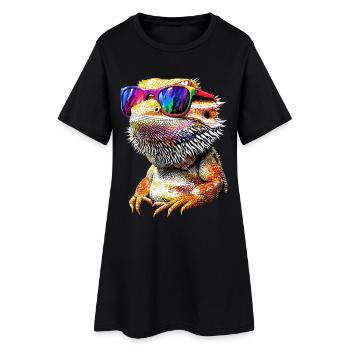 Bartagame Echse Bearded Dragon Süße Bartagamen - Frauen T-Shirt-Kleid - Schwarz - Vorne