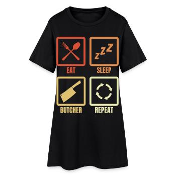 Manger Dormir Boucher Répéter - Robe T-shirt Femme - noir - Devant