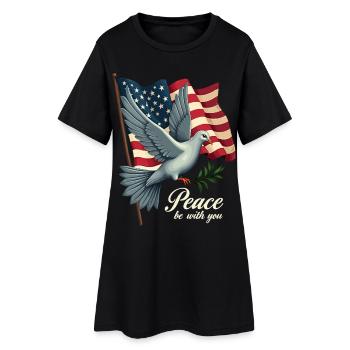 Colombe de la paix avec drapeau - Robe T-shirt Femme - noir - Devant