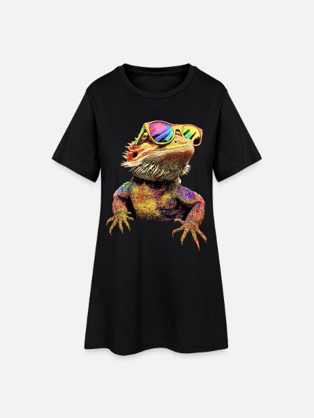 Bearded Dragon Lizard Bearded Dragon Cute Bearded Dragons - Women’s T-Shirt Dress - black