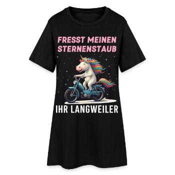 Einhorn Moped Tour - Frauen T-Shirt-Kleid - Schwarz - Vorne