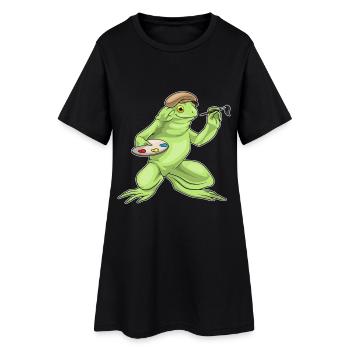 Grenouille Peintre Pinceau Peinture - Robe T-shirt Femme - noir - Devant