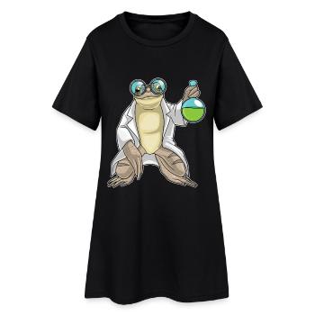 Frosch Wissenschaftler Reagenzglas Labor - Frauen T-Shirt-Kleid - Schwarz - Vorne