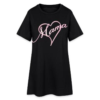 Maman avec coeur fille rose - Robe T-shirt Femme - noir - Devant