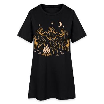 Witchy Summer - Danse du solstice d’été autour du feu - Robe T-shirt Femme - noir - Devant