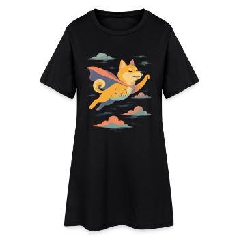 Super Dog Shiba Inu Hero Cape Cape Cadeau - Robe T-shirt Femme - noir - Devant