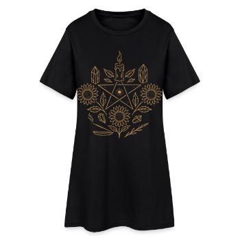Autel du solstice d’été - Tournesols et pentagramme - Robe T-shirt Femme - noir - Devant