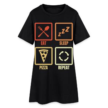 Manger dormir pizza répéter - Robe T-shirt Femme - noir - Devant
