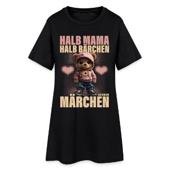 Halb Mama Halb Bärchen Märchen Mutter Geschenk - Frauen T-Shirt-Kleid - Schwarz - Vorne