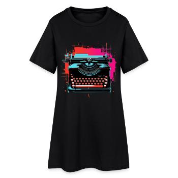 Machine à écrire Retrowave - Robe T-shirt Femme - noir - Devant