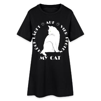 Le bonheur court sur quatre pattes - Chats - mon chat - Robe T-shirt Femme - noir - Devant
