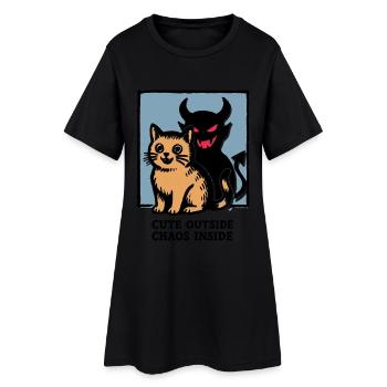 Mignon Extérieur Chaos À L’intérieur Diabolique Chat Drôle Chemise - Robe T-shirt Femme - noir - Devant