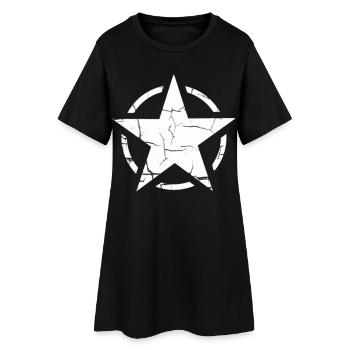 Étoile dans un cercle rond style grunge - Robe T-shirt Femme - noir - Devant