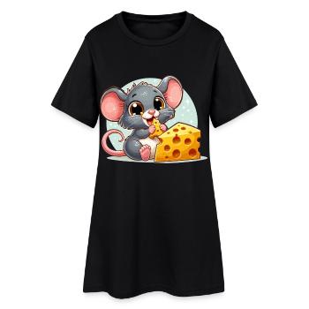 Cheese Mouse Un délicieux fromage fait un cadeau heureux - Robe T-shirt Femme - noir - Devant